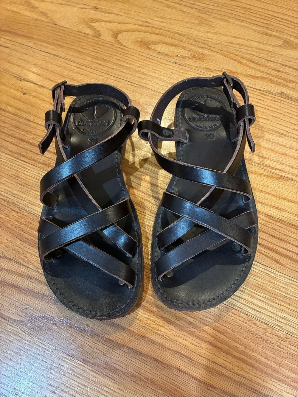 Duckfeet Bornholm Strappy Leather Sandals in Chocolate size 39